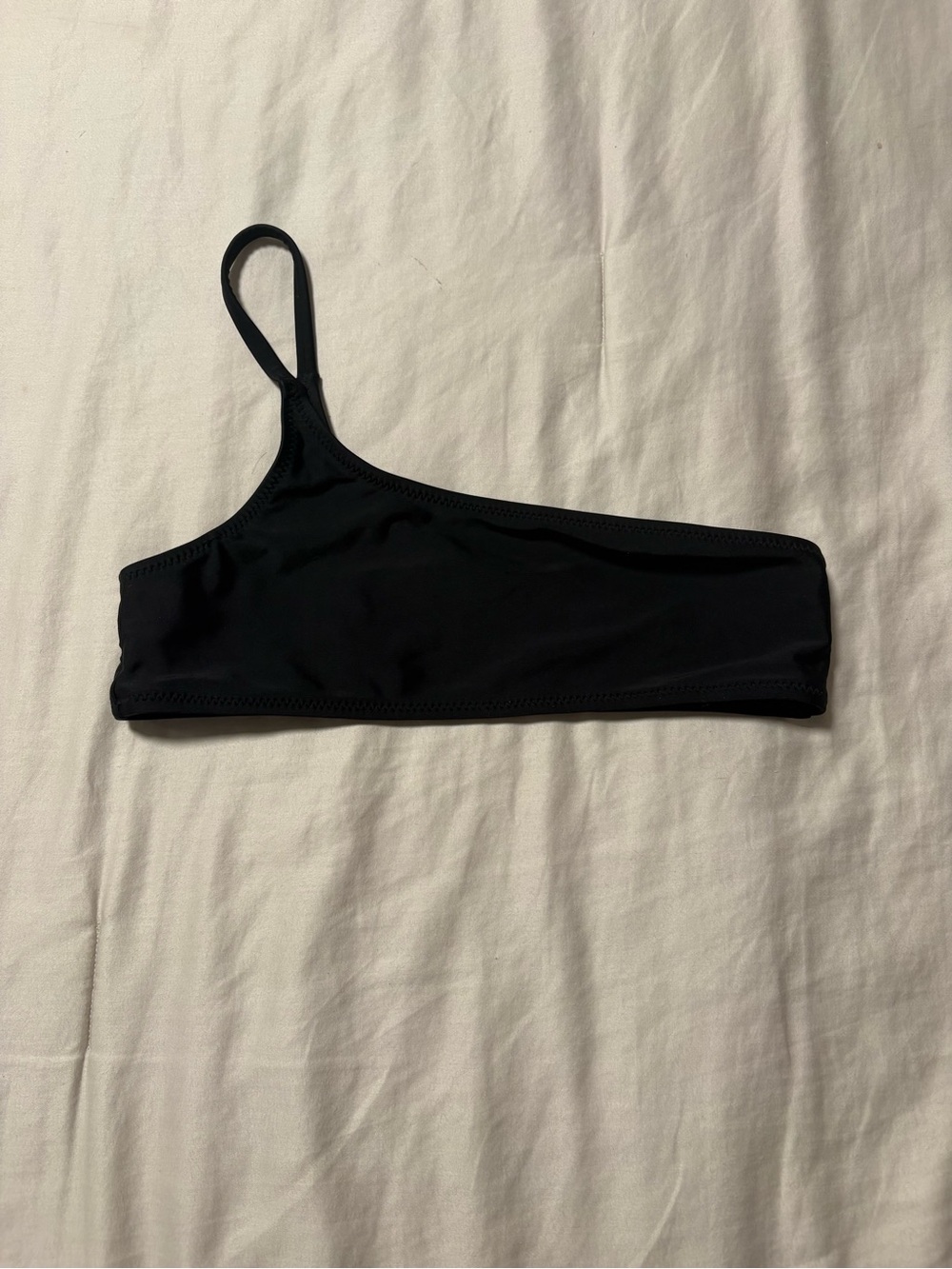 White Fox Boutique Black One-Shoulder Bikini Top